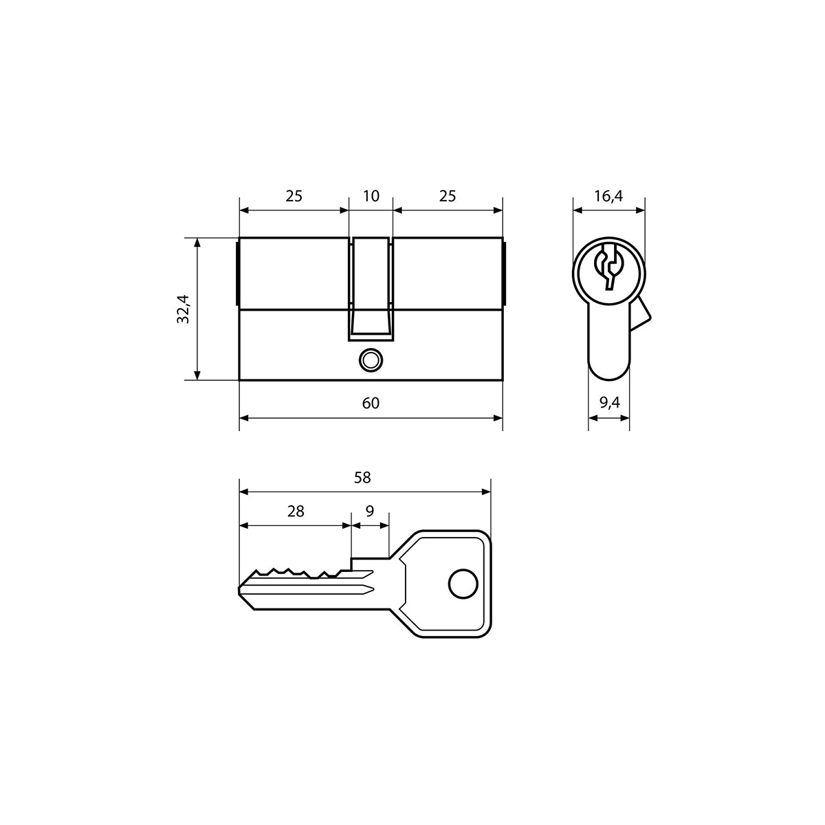 Цилиндров. механизм z.i.60-5k bp (ключ/ключ) золото (1/12/120) "стандарт"