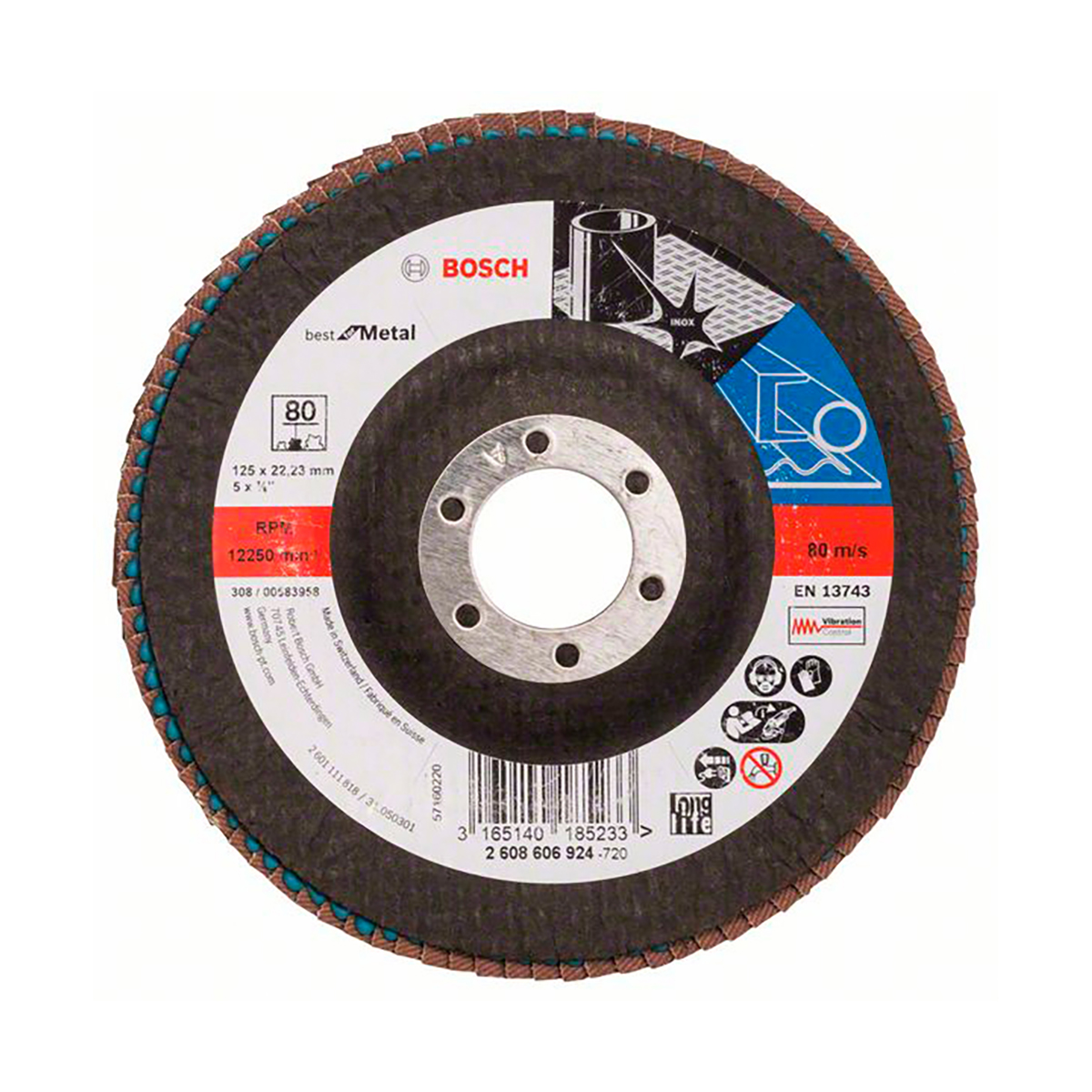 Круг лепестковый "best for metal" для ушм 125 х 22,2 мм, к80 (1) "bosch" 2608606924