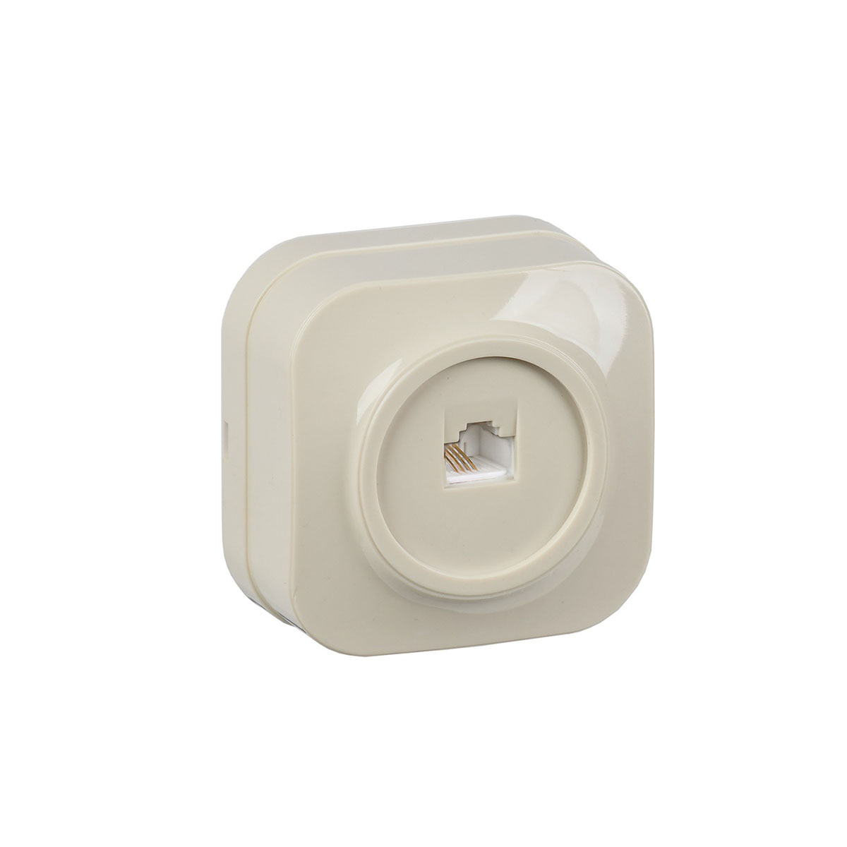 Розетка телефонная открыт. уст. "glory" 1 местн. рт20-хк, кремовый (1/30/360) "iek"