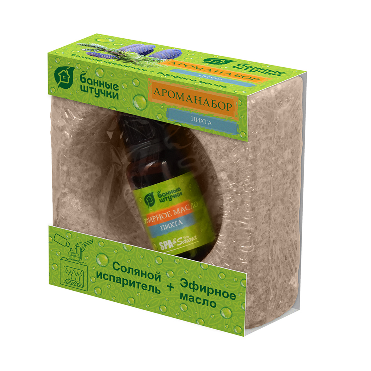 Набор для бани и сауны 2 предм. (солян.испаритель,масло эфирн. "пихта") (1/12) "банные штучки" 32481