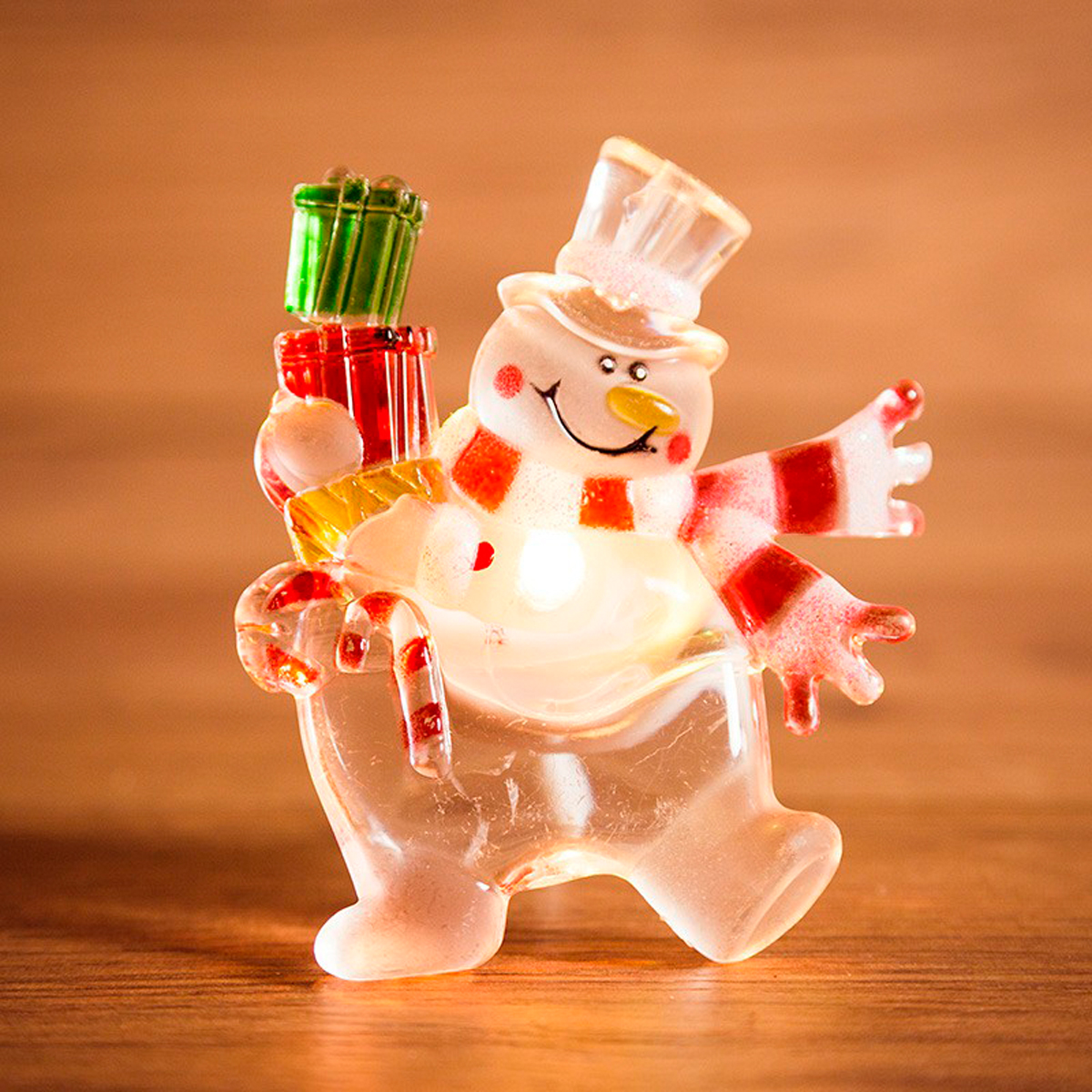 Фигурка светодиод. "снеговик с подарком" на присоске, разноцв. (1/15) "neon-night" 501-022