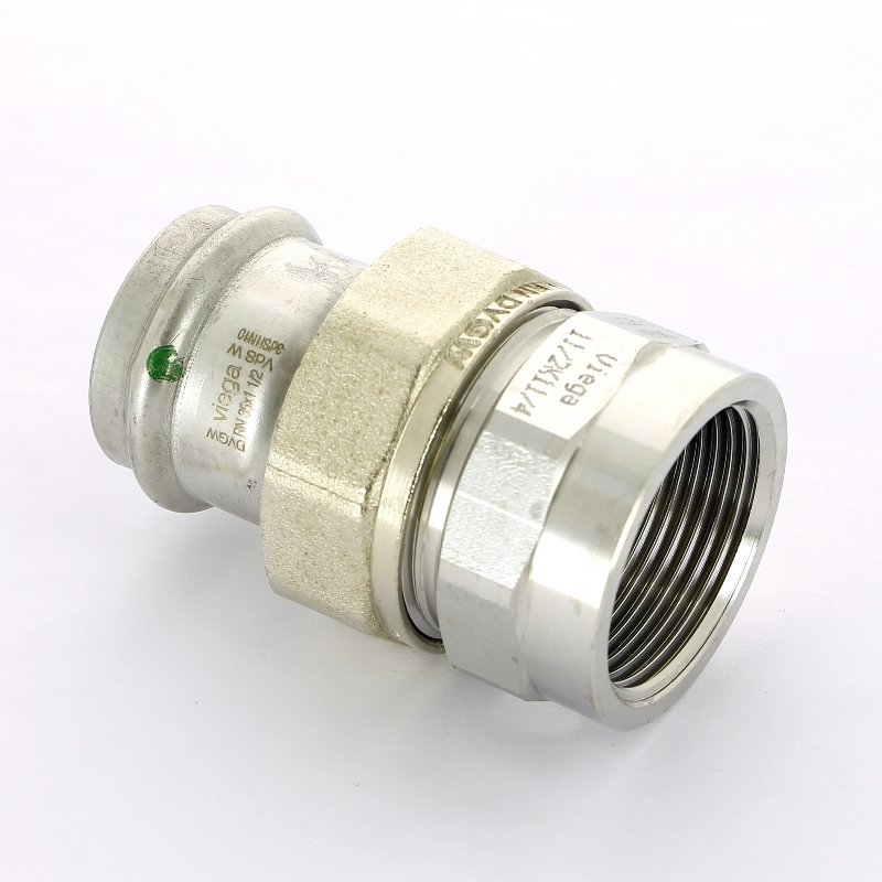 Муфта пресс-В разъёмная 35x1"1/4 с плоской прокладкой нержавеющая сталь Sanpress Inox VIEGA