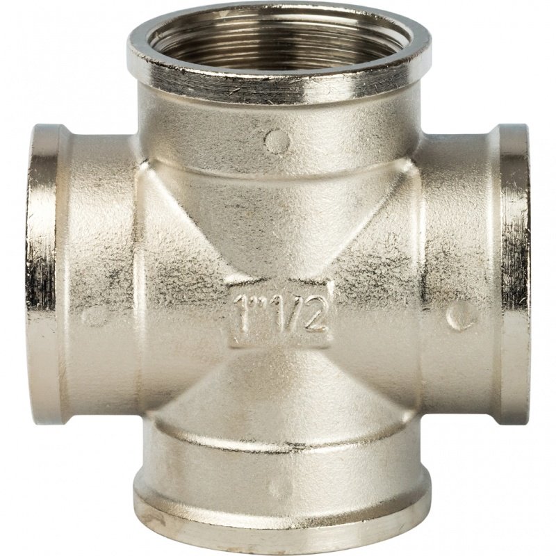 Крестовина резьбовая ВР 1"1/2 никель STOUT