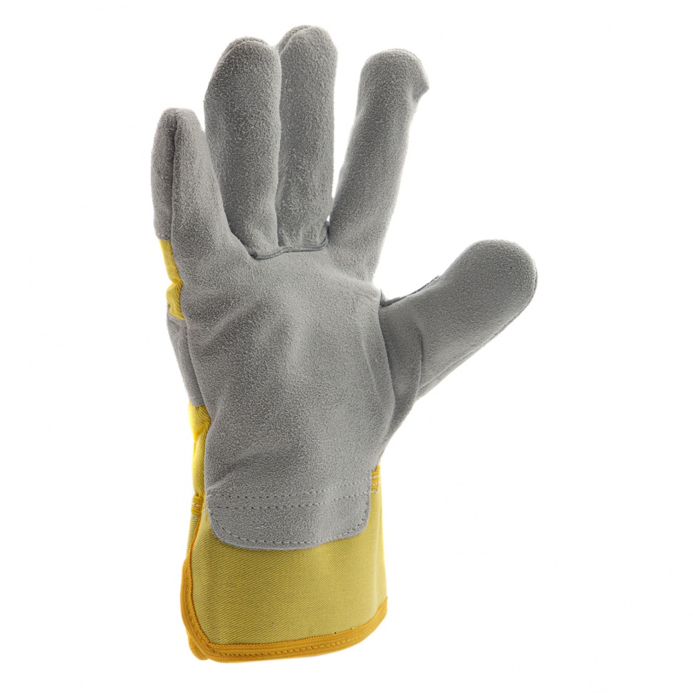 Перчатки спилковые комбинированные, усиленные, утолщенные, размер XL, Сибртех (67903)