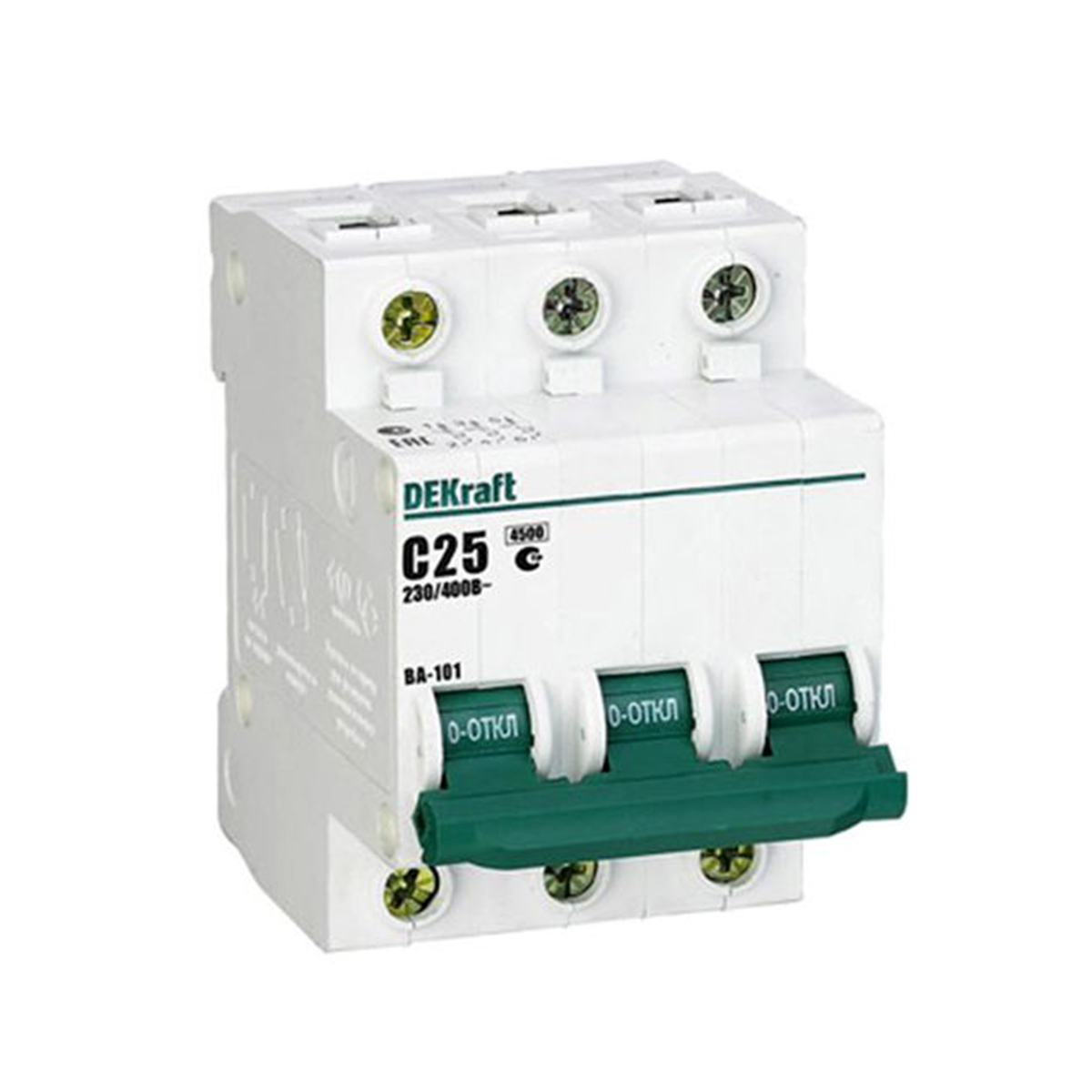 Выключатель автомат. ва-101 3р 25а 4,5ка тип с (1/4/48) "dekraft"