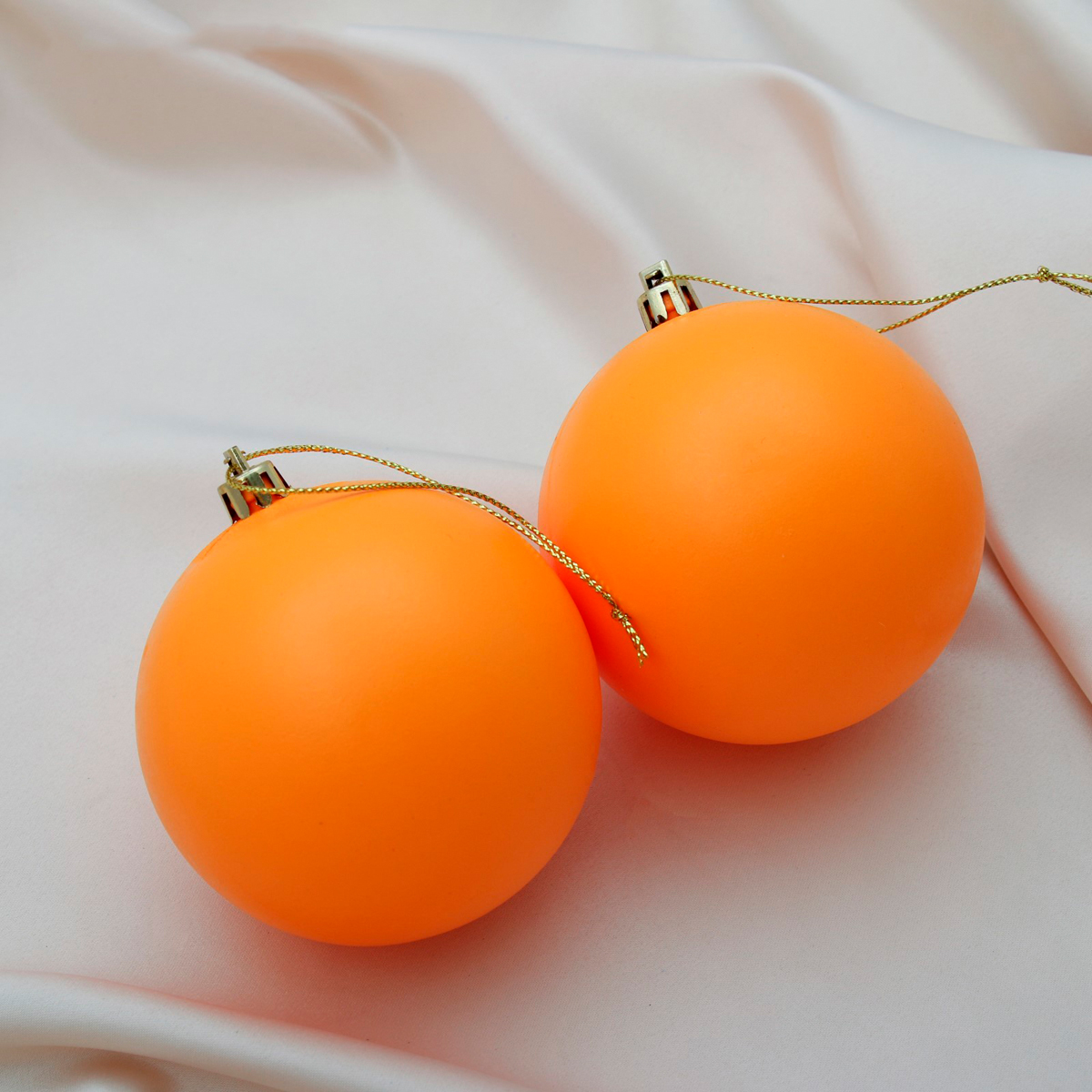 Шары новогодние d-8 см (набор 2 шт.) матовый оранжевый "зимнее волшебство" 4298877