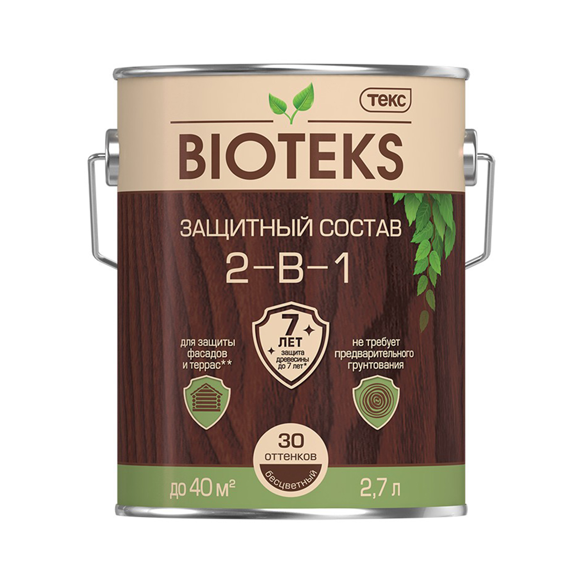 Биотекс бесцветный  2,7 л (1/6) защитный состав  2 в 1 "bioteks"
