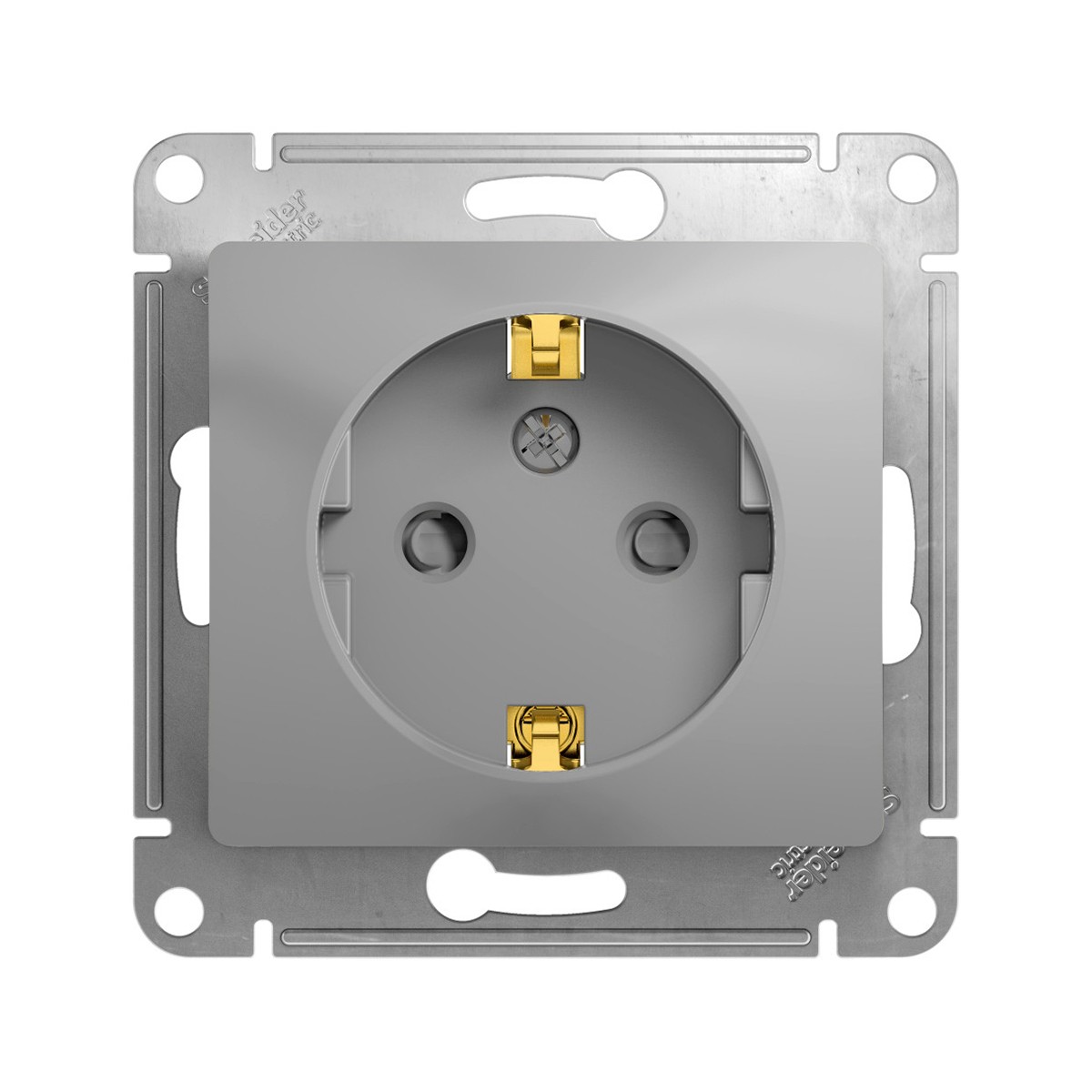 Розетка "glossa" 1 местн. с заземл, с шторками (механизм) 16а, алюминий (1/20/160) "schneider"