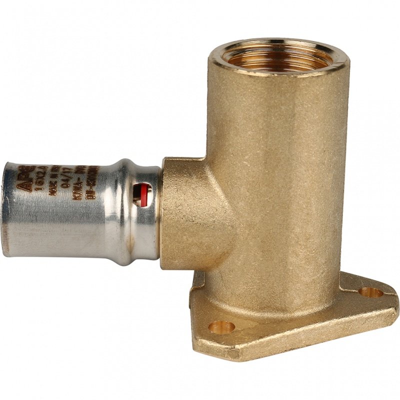 Угольник с креплением на стену 16 х 1/2" (ВР) удлиненный под пресс STOUT для МП труб