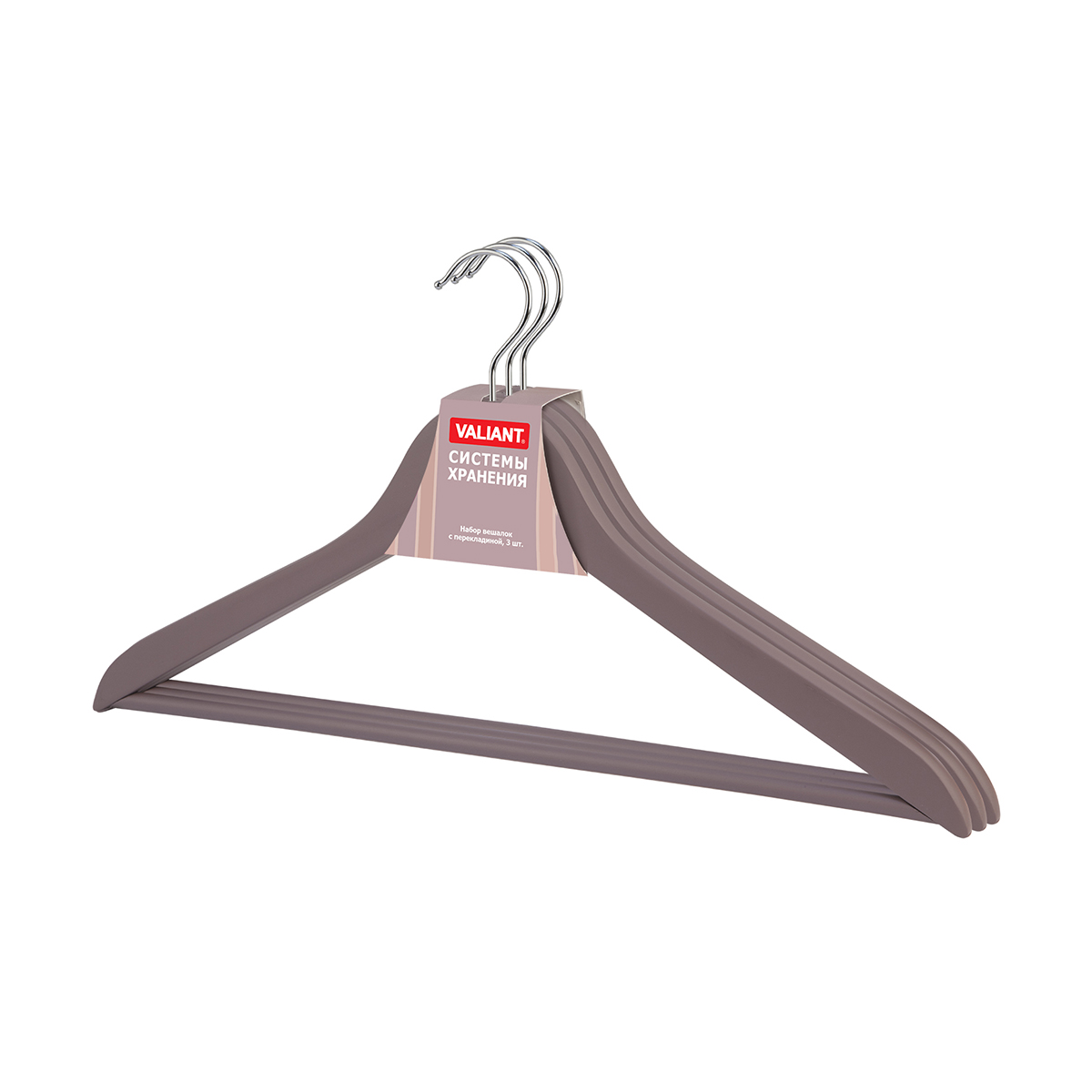 Вешалки для одежды дерев. "romantic" с перекл. (3 шт.) лиловые (1/32) "valiant" rm-16601s
