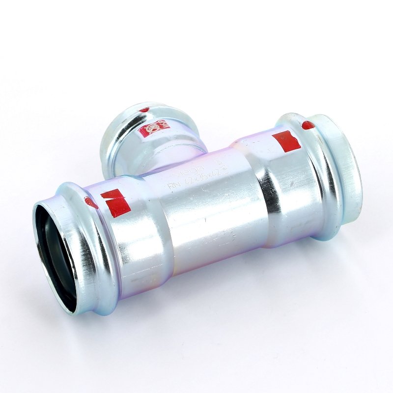 Тройник пресс 42x35x42 оцинкованная сталь Prestabo VIEGA