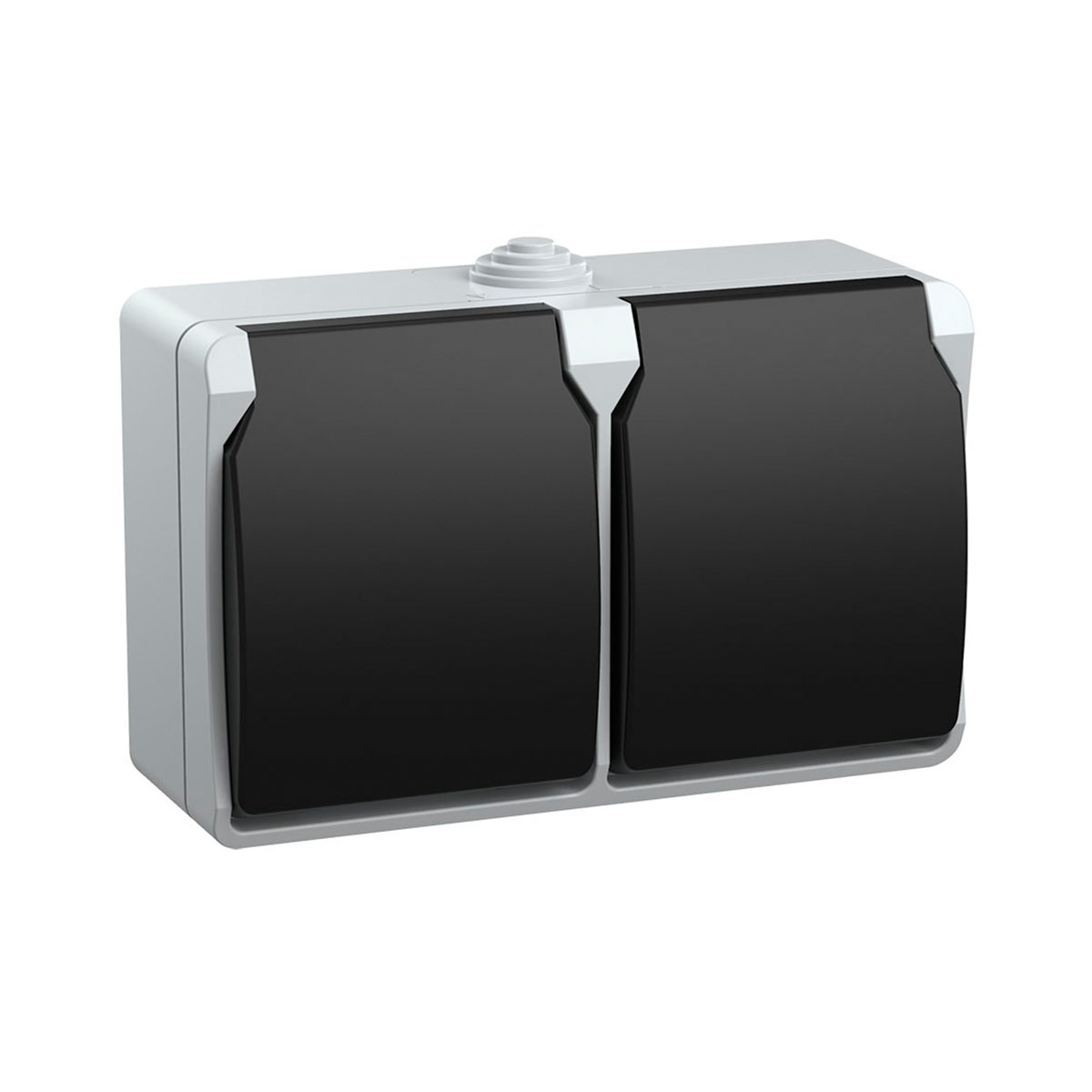 Розетка открыт. уст. "форс" 2-х местн. с заземл, с крышкой рсб22-3-фср, ip54 (1/5/60) "iek"