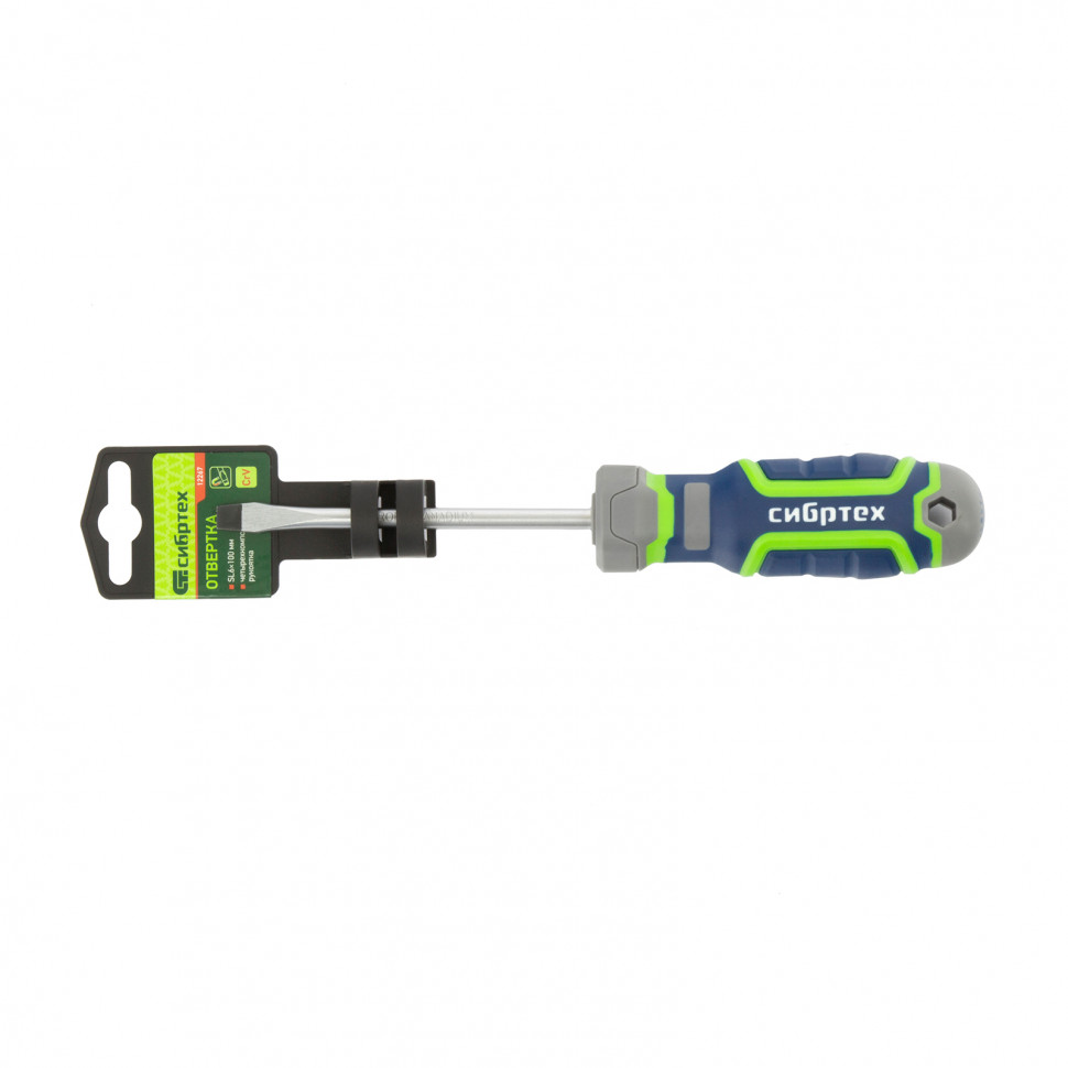 Отвертка SL6 х 100 мм, CrV, четырехкомпонентная рукоятка Сибртех (12267)