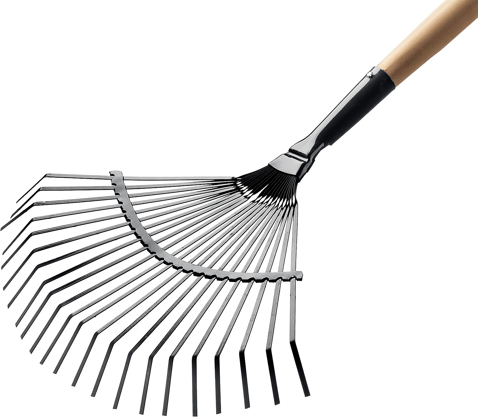 GRINDA GP-22F, 400 х 260 х 1500 мм, 22 плоских зубца, стальная рабочая часть, черенок из дерева высш. сорт, веерные грабли (39593)