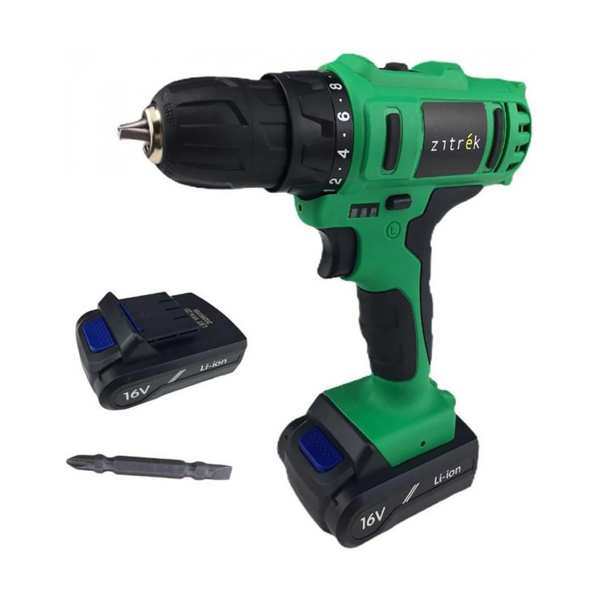 Дрель-шуруповерт аккум. greenpower 16-li (2 аккум., заряд. устр-во, бита) (1) "zitrek" 063-4075