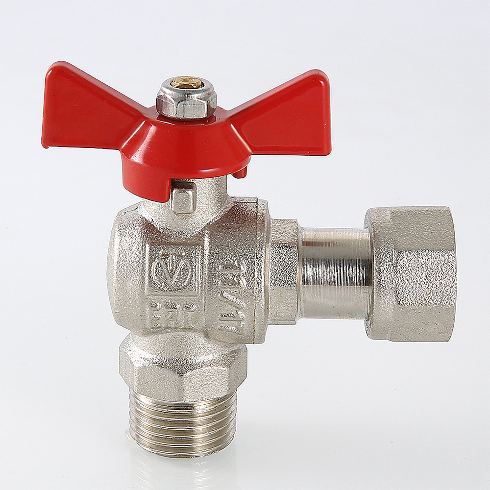 Кран шаровый угловой с накидной гайкой 1" x 1" ВН бабочка VALTEC