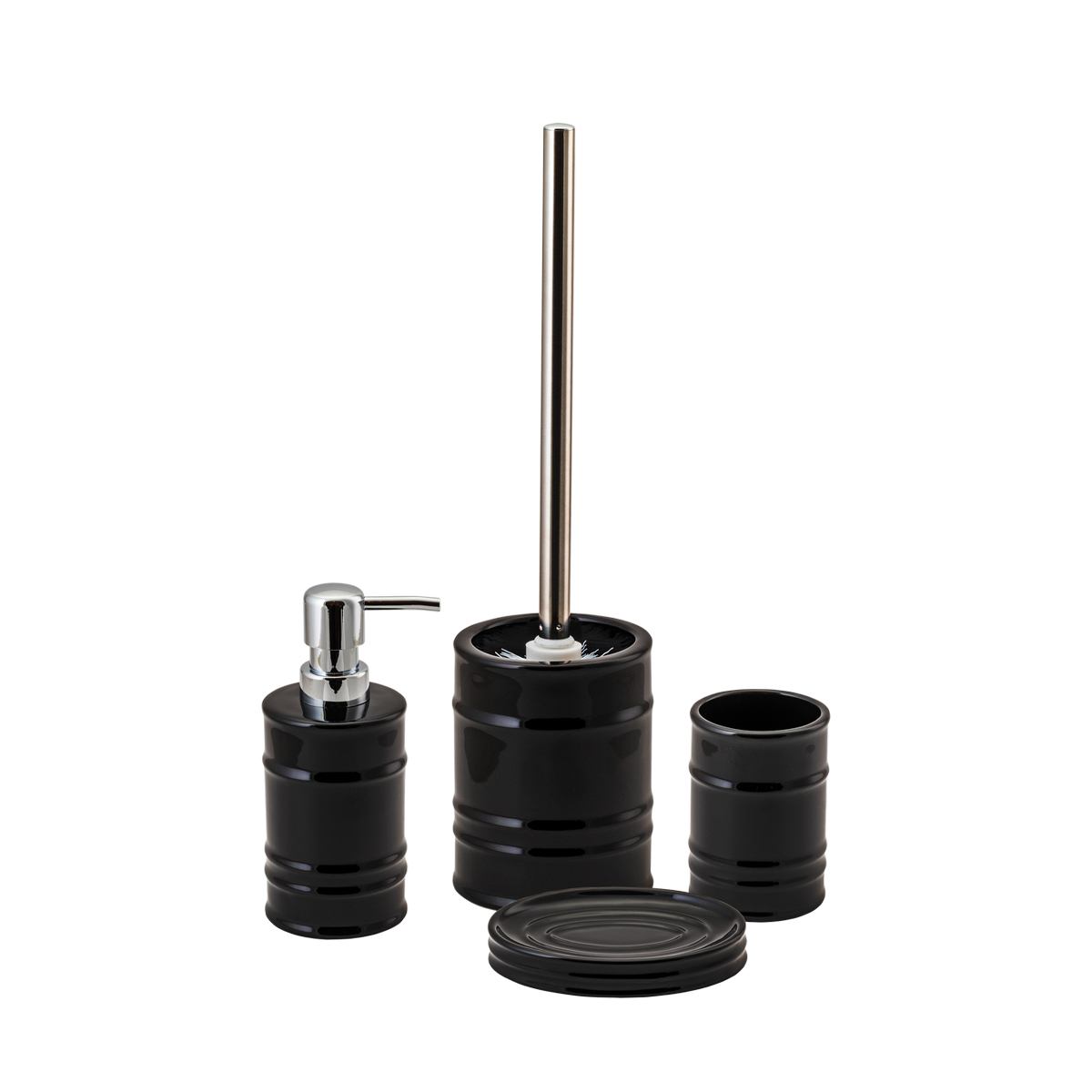 Туалетный набор "oil" ерш с подставкой, керамика (черный) (1/6) "аквадекор" atc-1205bk-05