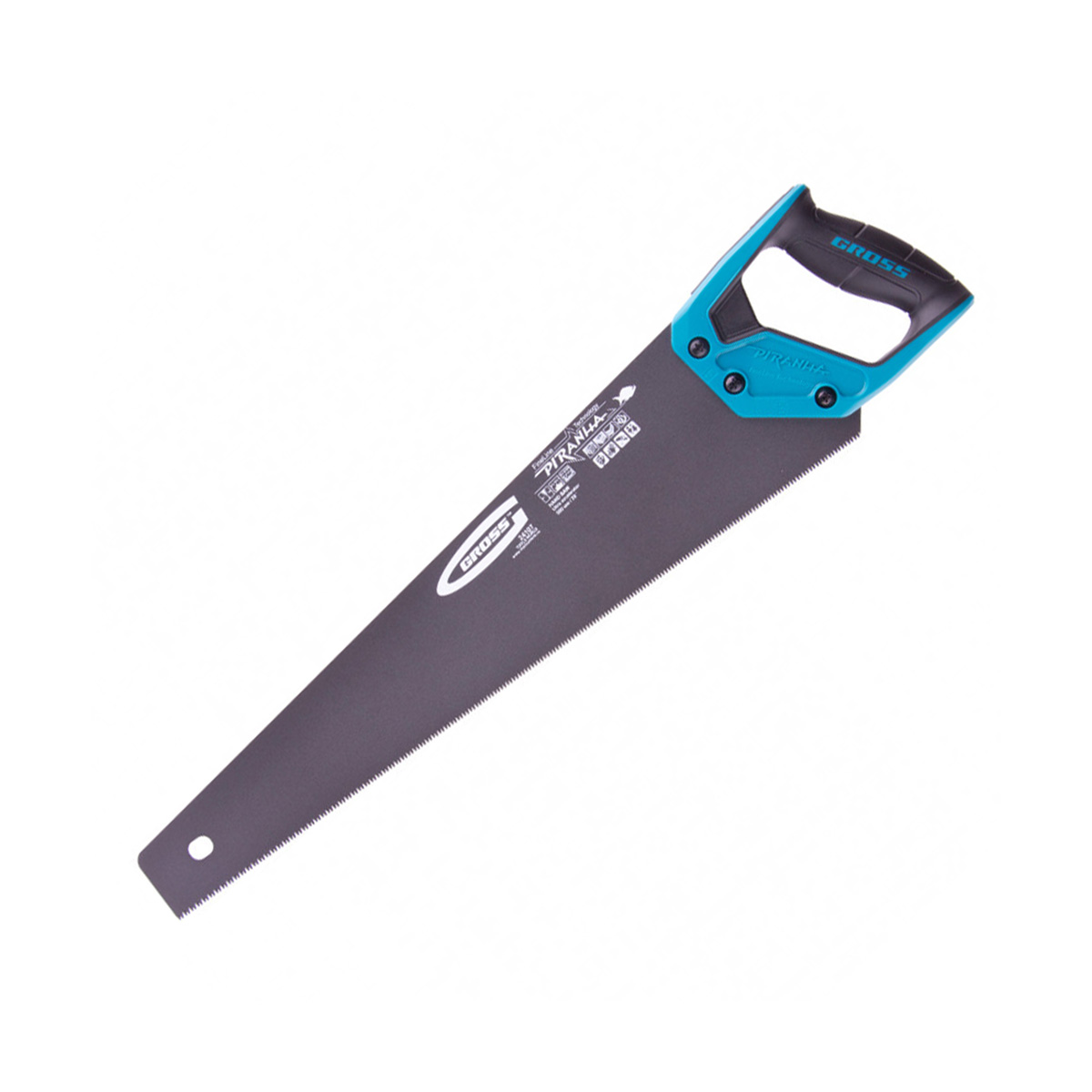 Ножовка по дереву "piranha" 500 мм 11-12 tpi, 3d-заточка, тефлон., двухкомп. рукоятка (1/48) "gross"