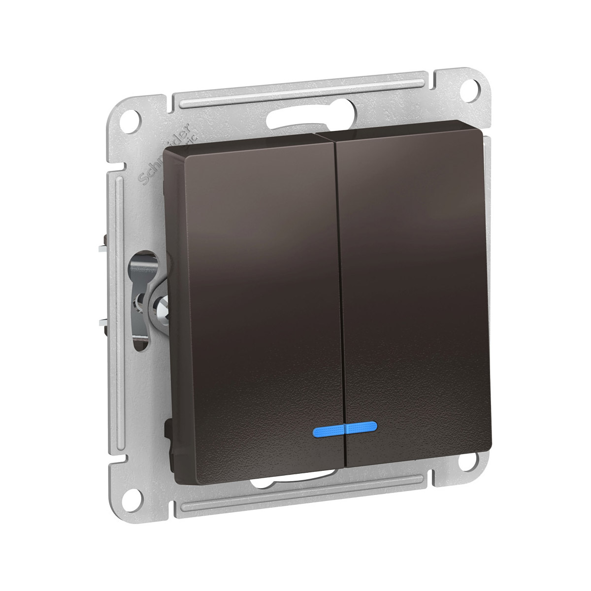 Выключатель "atlasdesign" 2-х кл. с индикатором (механизм) 10а, мокко (1/10/60) "schneider"