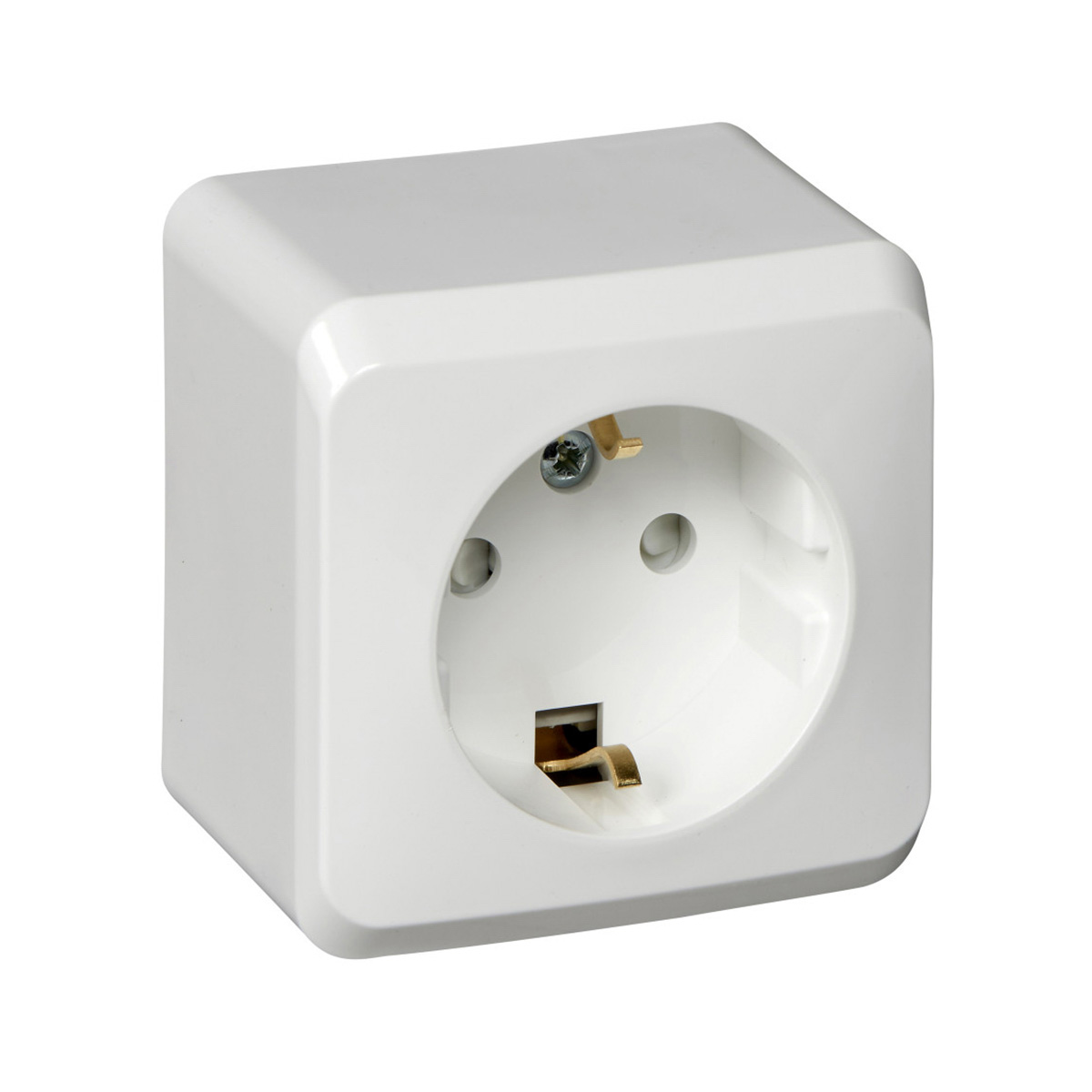 Розетка открыт. уст. "этюд" 1 местн. с заземл, с шторками 16а, бeлый (1/17/136) "schneider"