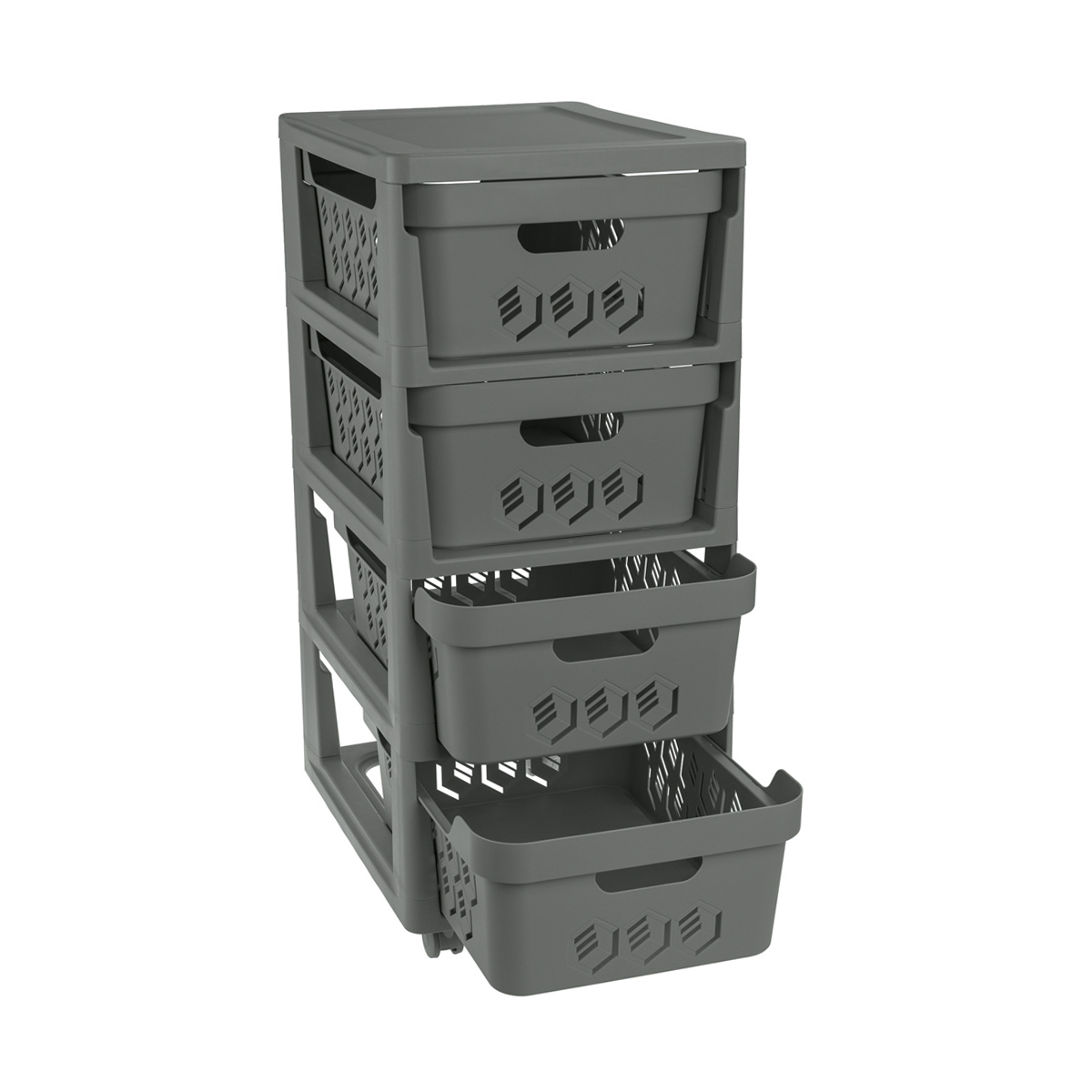 Комод на колесах "deluxe" 4 ящика (серый) (1) "бытпласт"