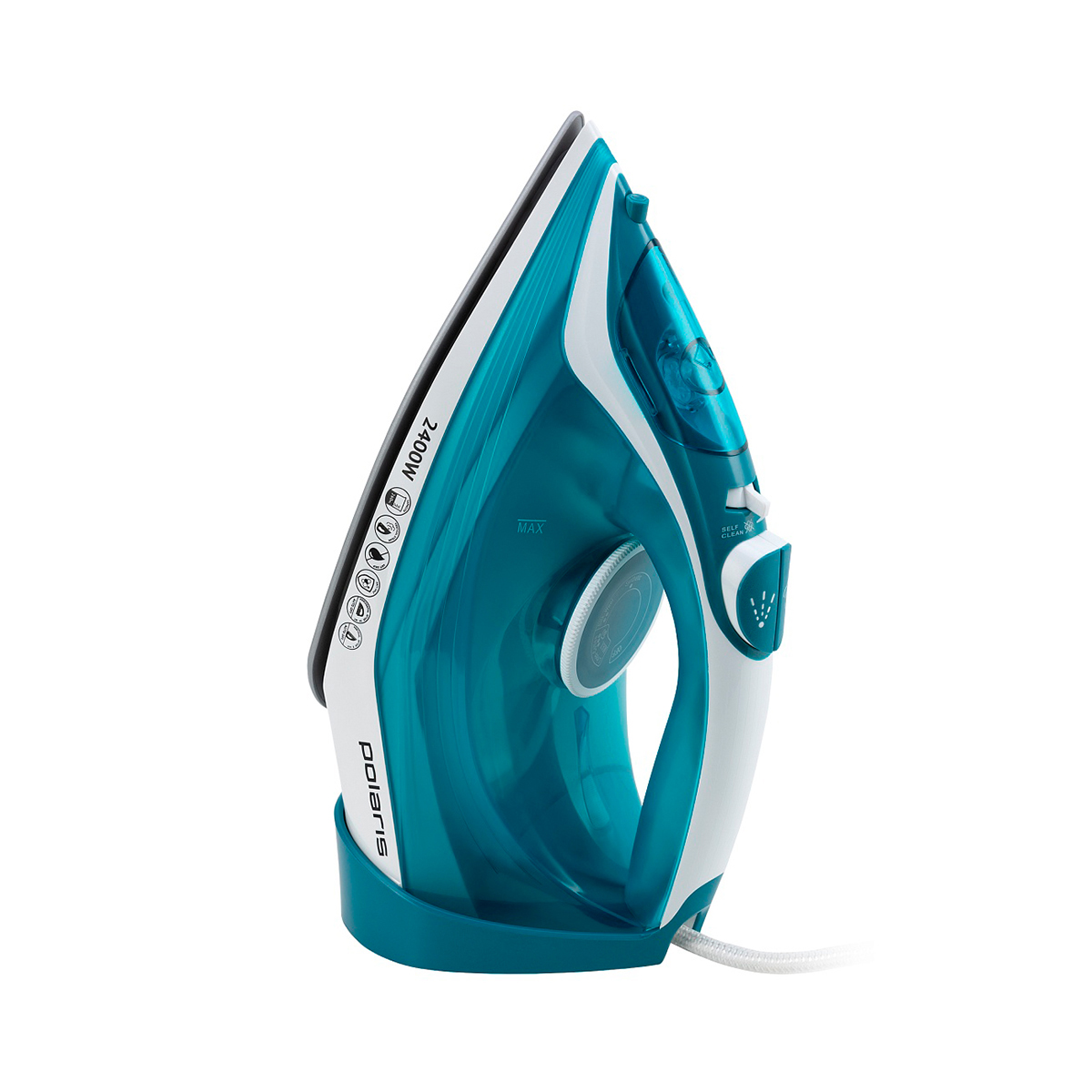 Утюг pir 2487ak 3m 2400 вт подошва керамич. (белый/бирюзовый) (1/8) "polaris"