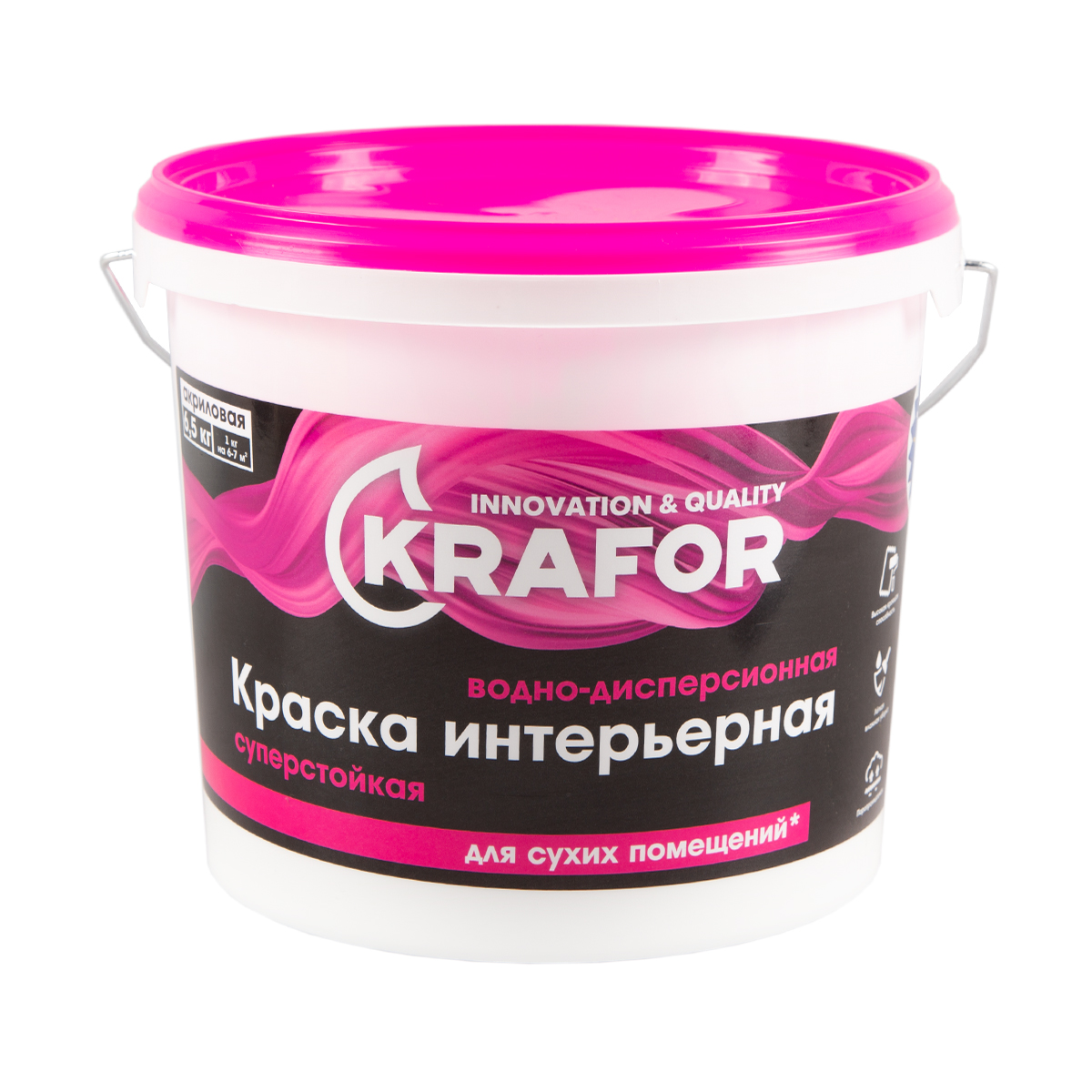 Краска в/д интер. суперстойкая  6,5 кг (1) "krafor"   (розов.)