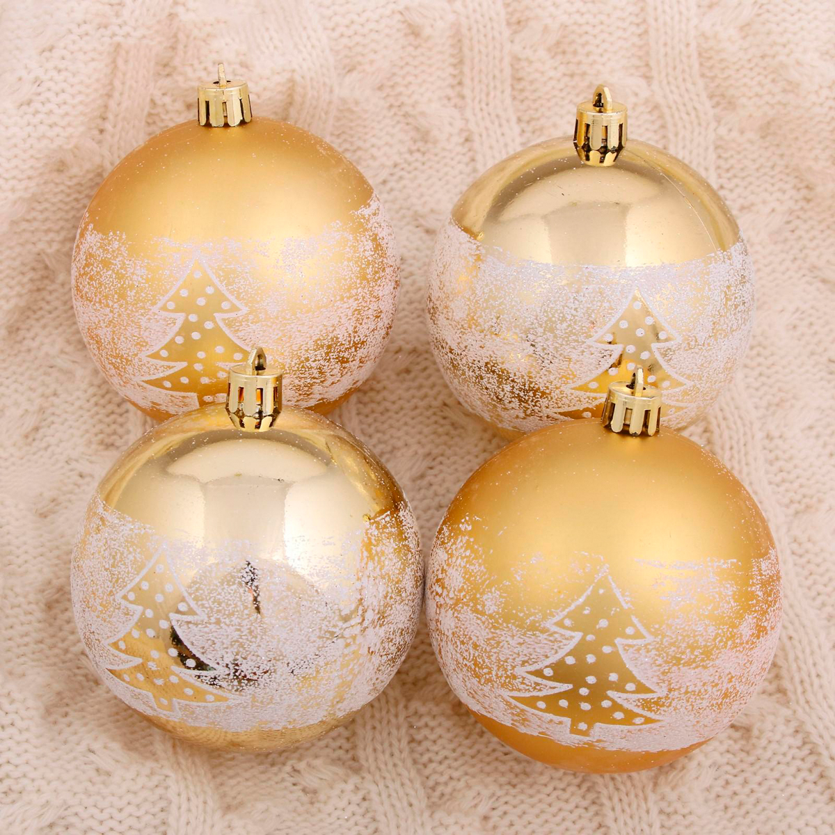 Шары новогодние d-8 см (набор 6 шт.) "царство снега - сказочный лес", золото 4942089