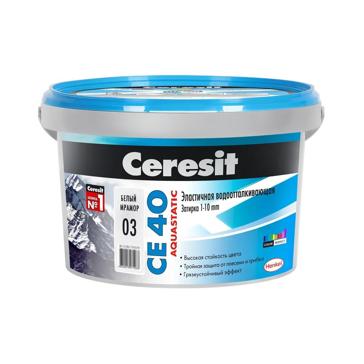 Затирка  №03 aquastatic  се 40  белый мрамор ведро 2 кг (1/12) "ceresit"