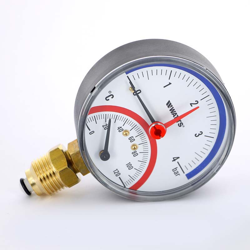 Радиальный термоманометр WATTS d=80 мм, до 120'С, до 4 бар F+R828