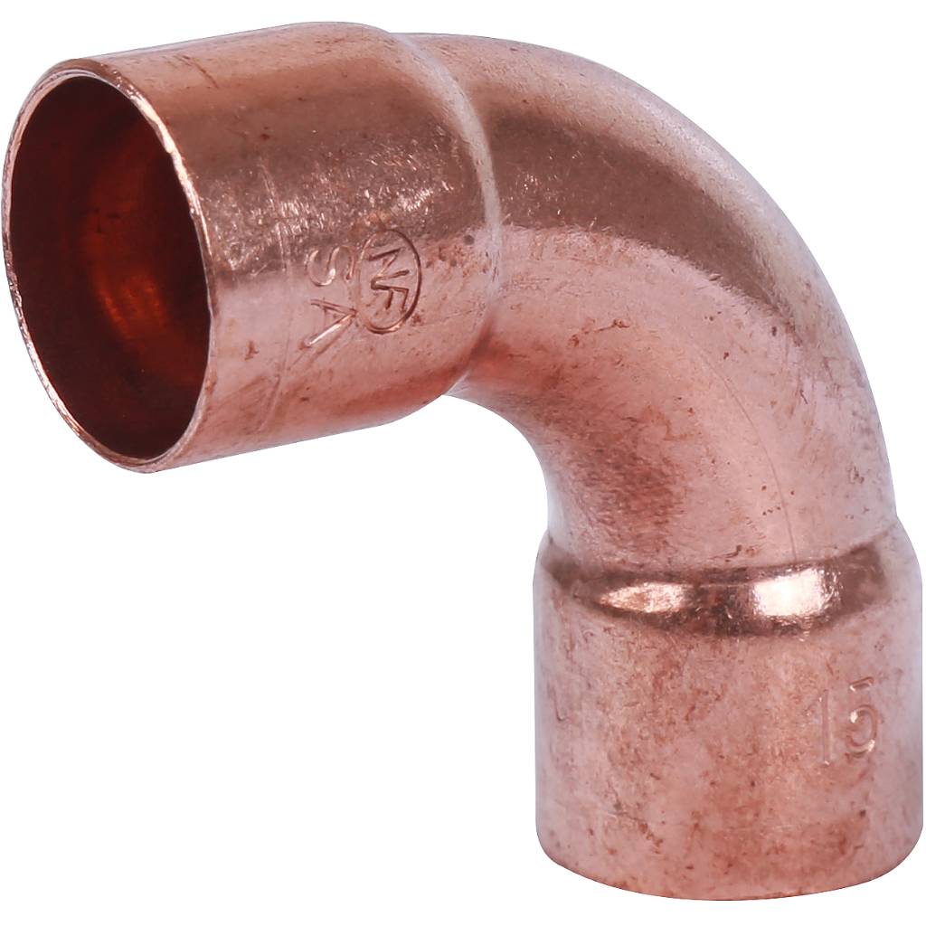 Отвод двухраструбный 15 мм / 90° под пайку медный SANHA 15002A15E