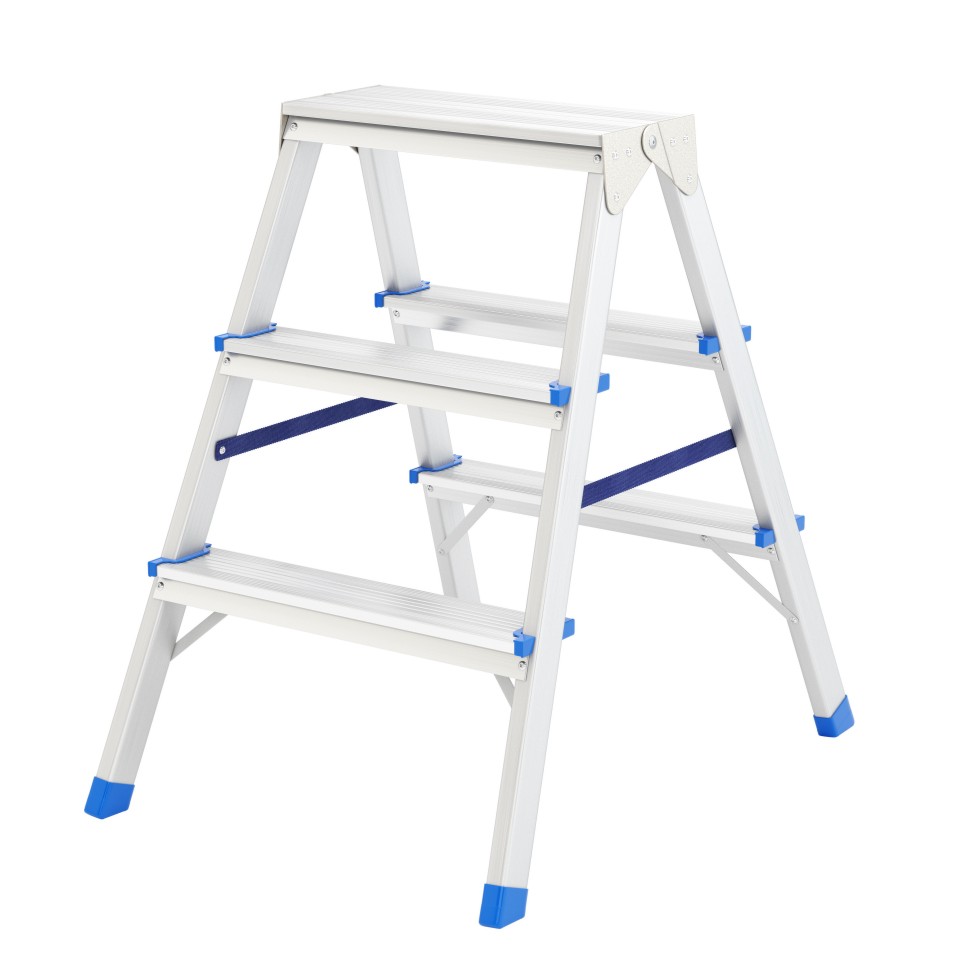 Стремянка двусторонняя 3 ступени, алюминиевая, Сибртех (97923)
