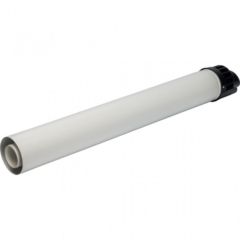 Труба конденсационного дымохода коаксиальная 60 х 100 L=854 мм с манжетами и оголовком STOUT