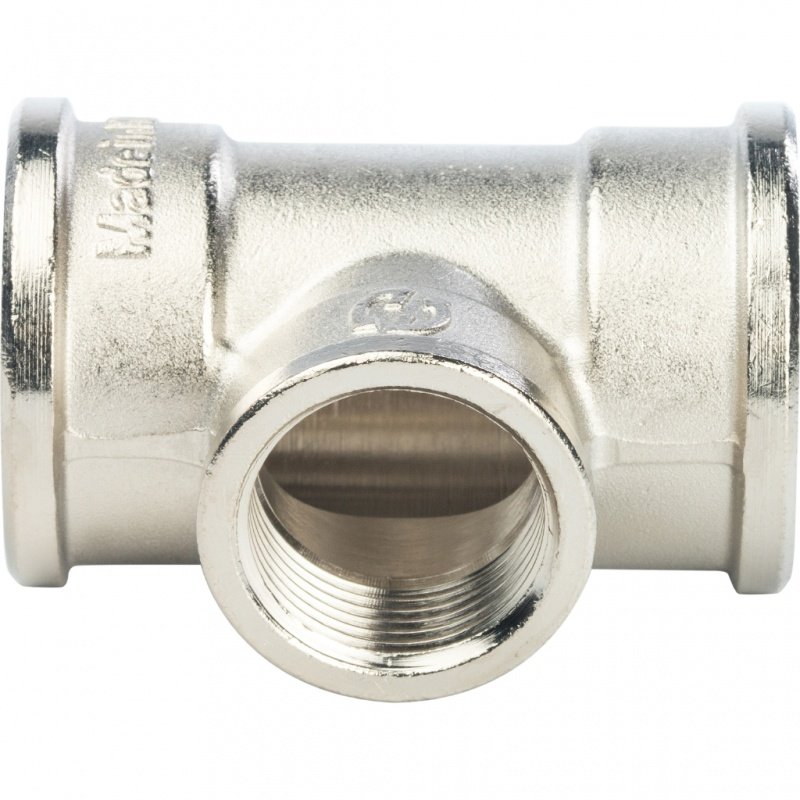 Тройник резьбовой переходной ВР 1" x 3/4" x 1" никель STOUT