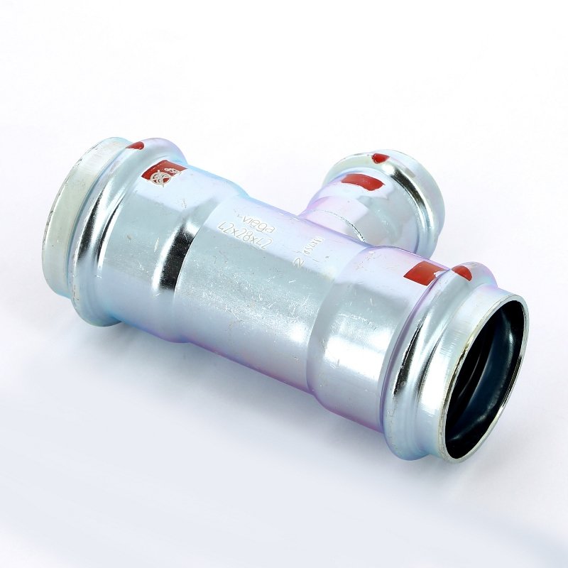 Тройник пресс 42x28x42 оцинкованная сталь Prestabo VIEGA