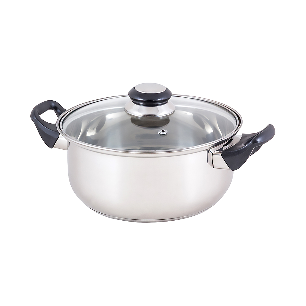 Кастрюля нержав. bak-s-03  2,8 л стекл. крышка (1/8) ручки бакелит, одинарное дно