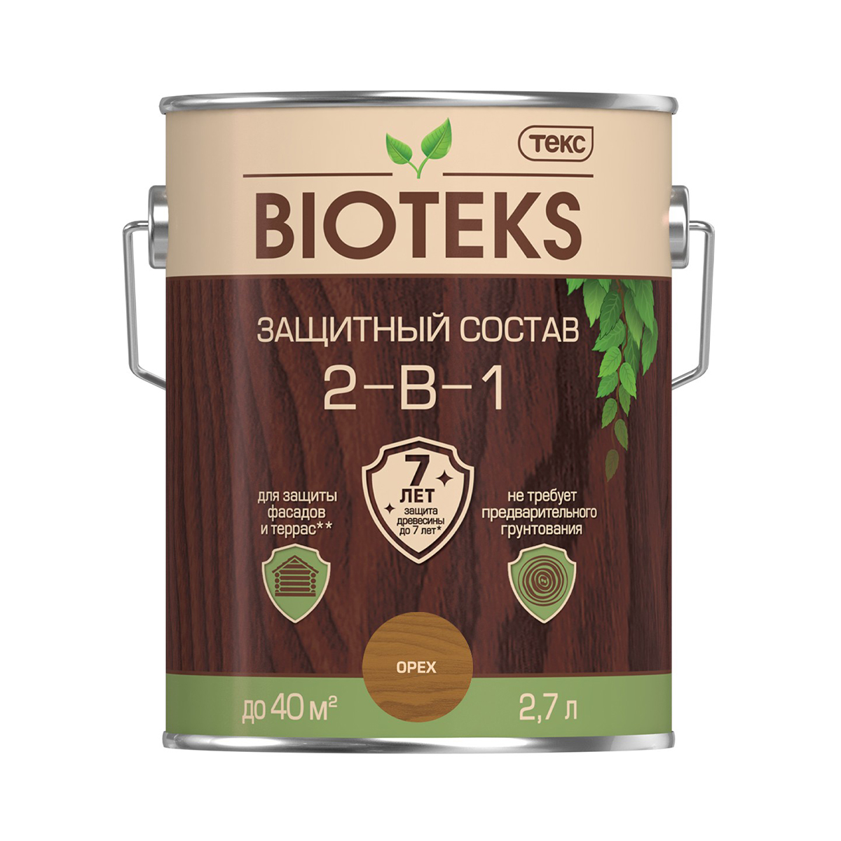 Биотекс орех  2,7 л (1/6) защитный состав  2 в 1 "bioteks"