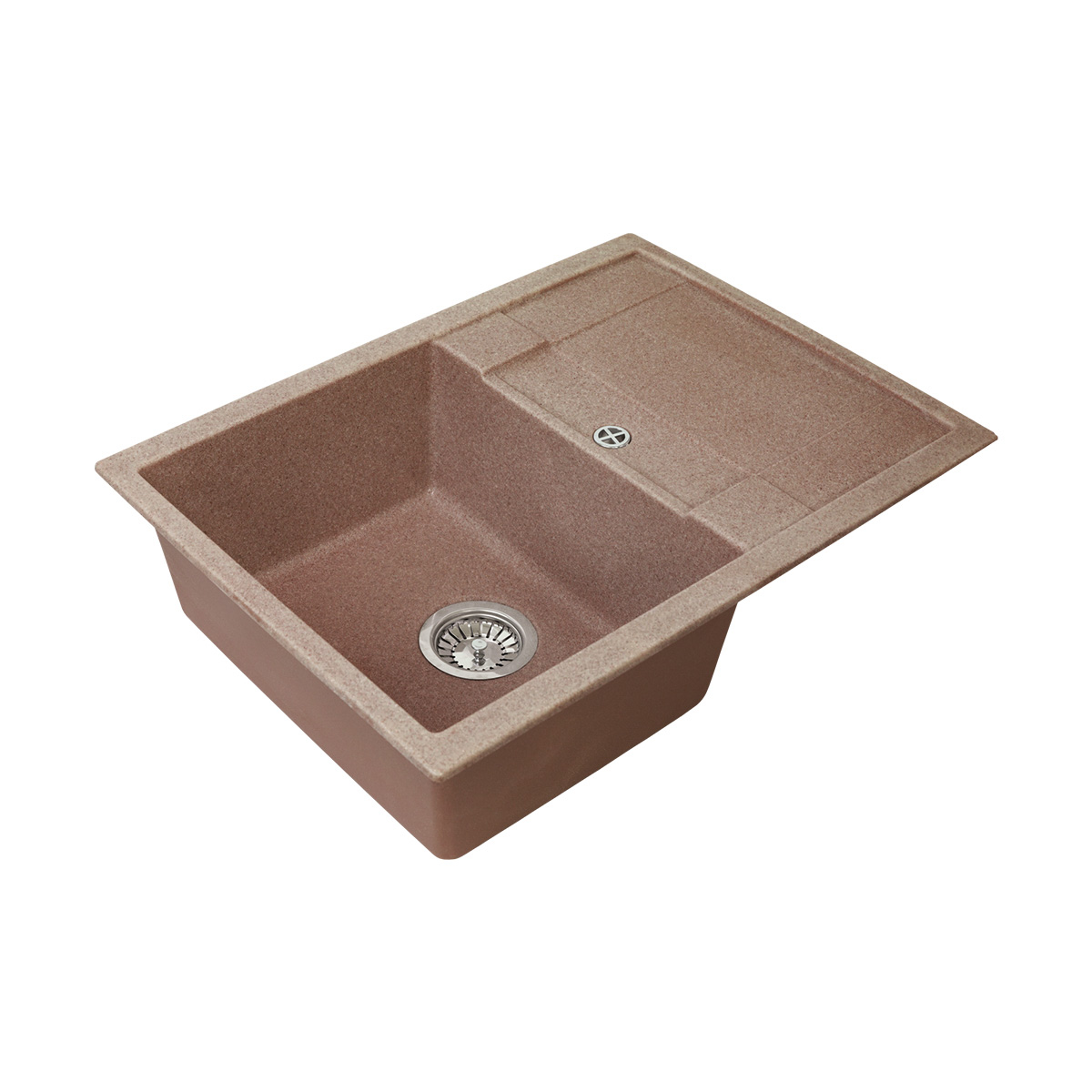 Мойка для кухни врезная искуств. камень gs-25l-307 с крылом 675*495 мм терракот "granstones"