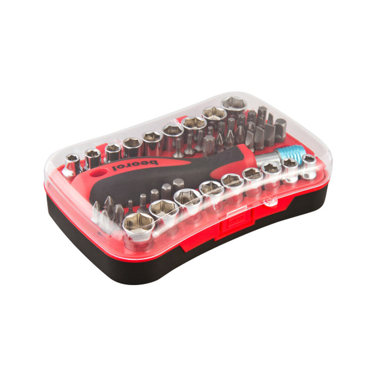 Отвертка-трещотка с набором бит и торцев. головок, 48 предметов (1/6/24) "beorol"