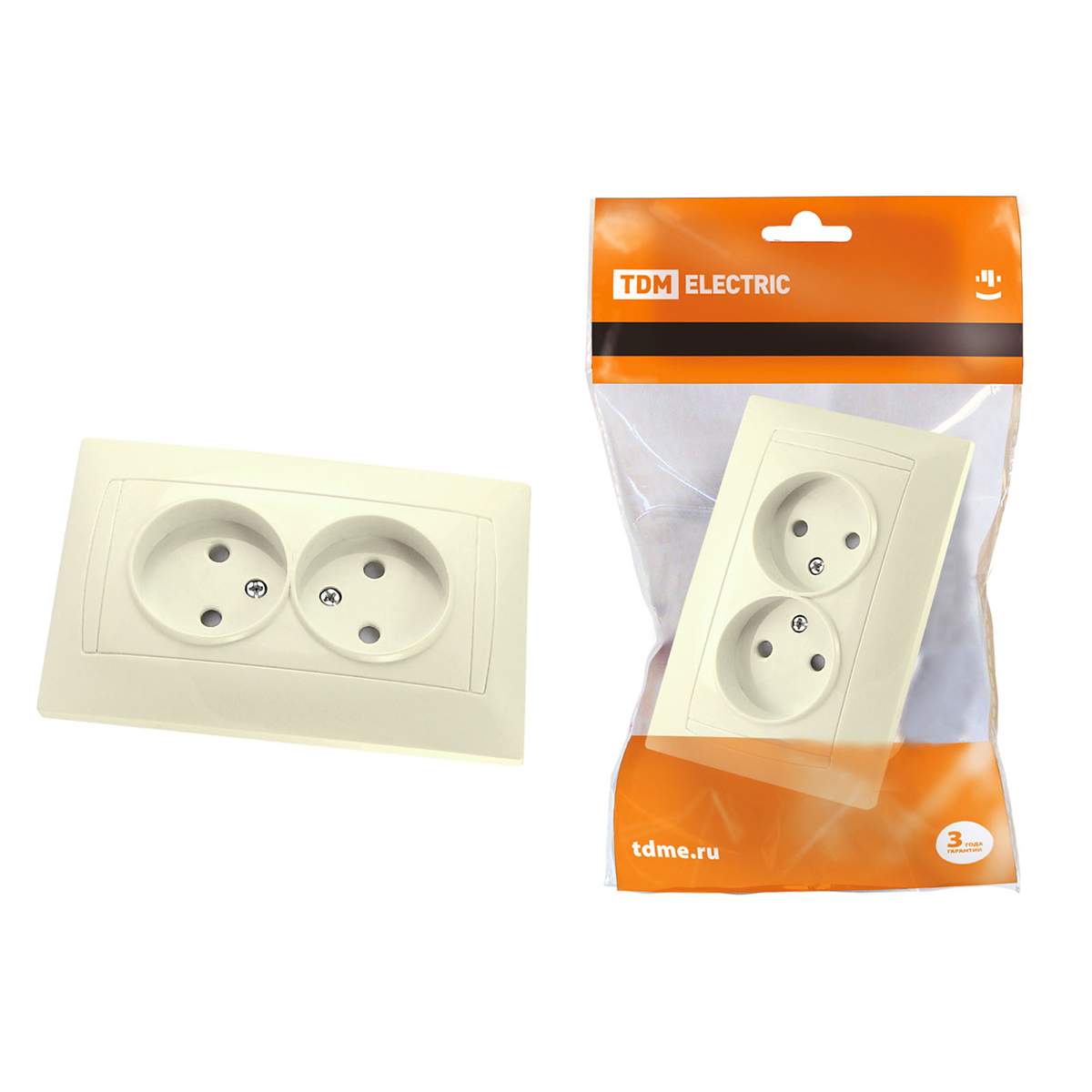 Розетка двойная 10а 250в ip20 с защитн. шторками "лама" слон. кость (1/7/84) tdm sq1815-0112