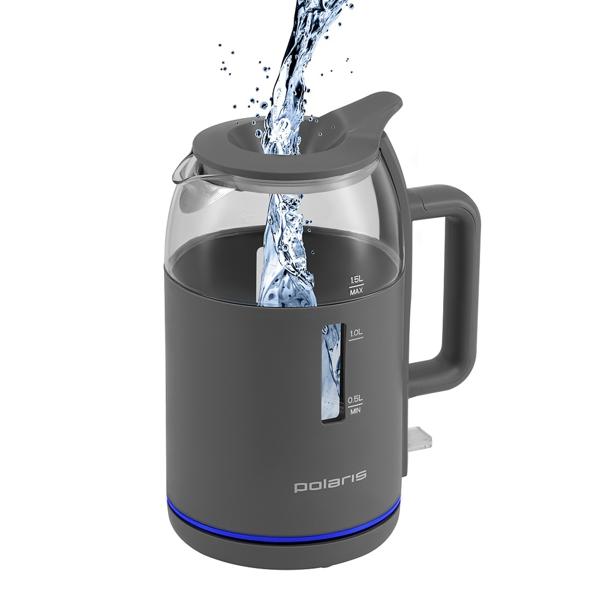 Чайник электр. pwk 1545cgl "water way pro" 1,5 л стекло (черный) (1/4) "polaris"