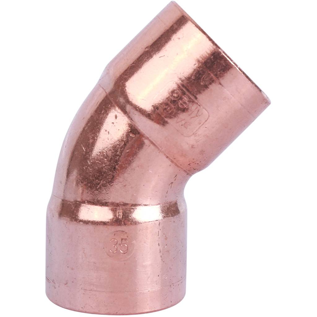 Отвод двухраструбный 35 мм / 45° под пайку медный SANHA 1504135