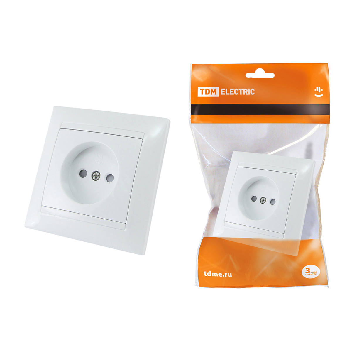 Розетка 10а 250в ip20 с защитн. шторками "лама" белая (1/10/120) tdm sq1815-0010