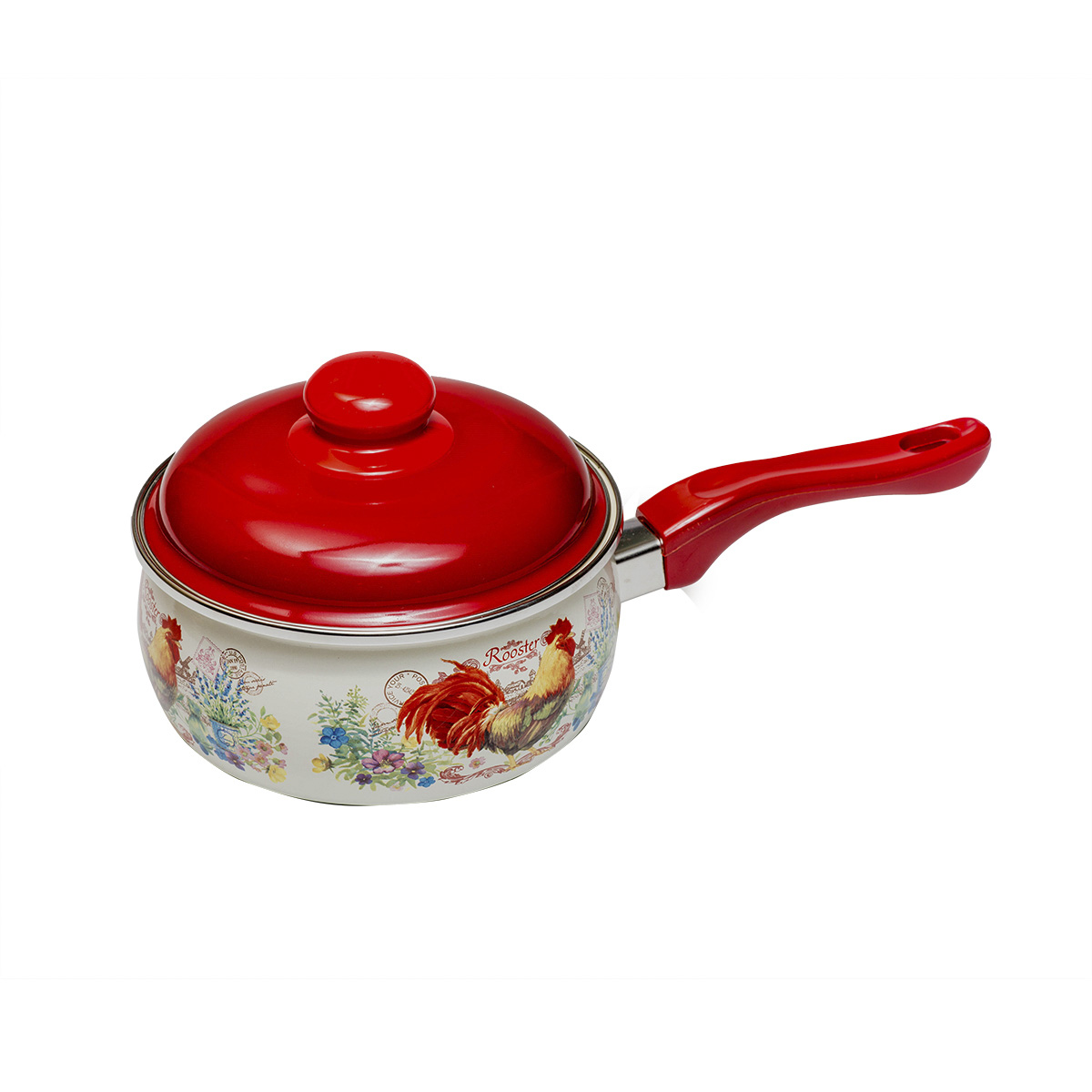 Ковш эмалиров. "золотой петушок" 1,85 л, 16 см металл. крышка (1/6) "metrot"