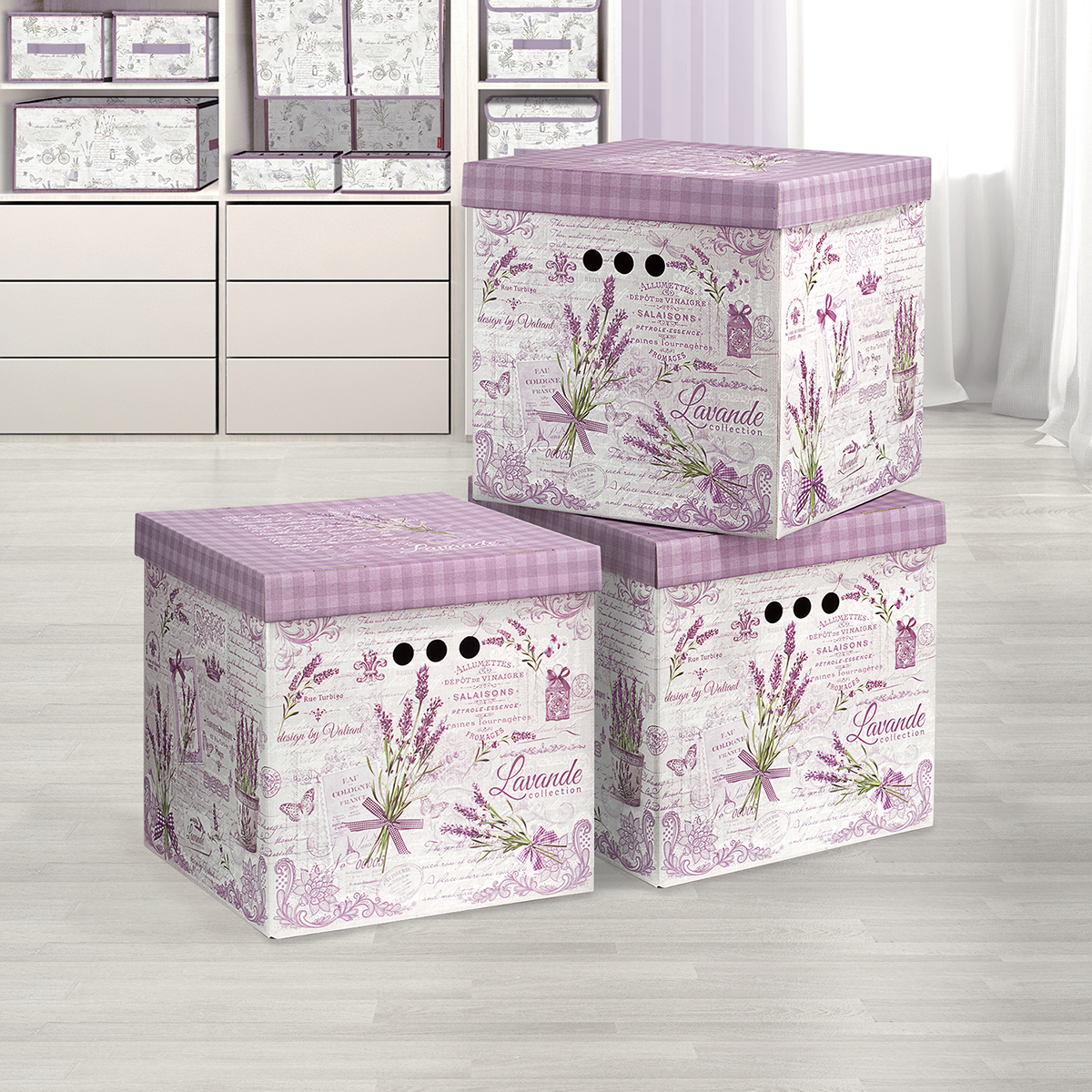 Короб для хранения "lavande" 31,5*31,5*31,5 см (набор 3 шт.) (1/12) "valiant" lv-bctn-3k