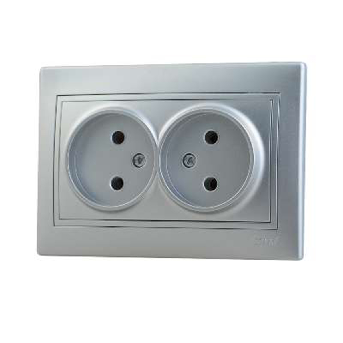 Розетка "mira" 2-х местн. (керамика) серый металлик (1/10/120) "lezard" 701-1010-128