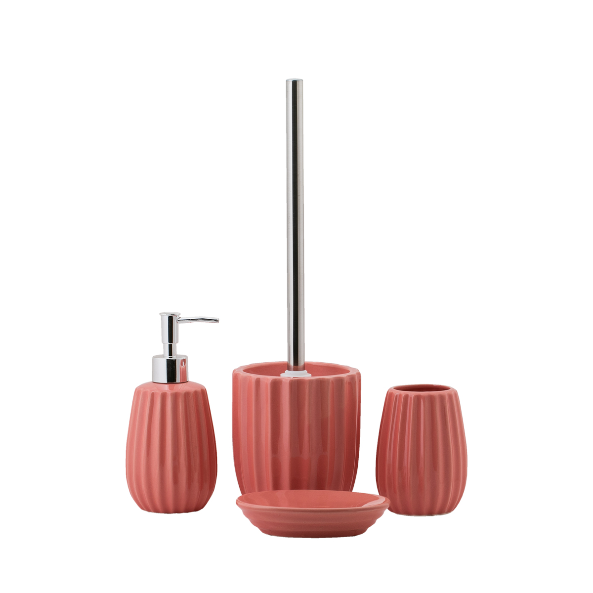 Туалетный набор "roya" ерш с подставкой, керамика (коралловый) (1/6) "swensa" swtk-8054crl-e