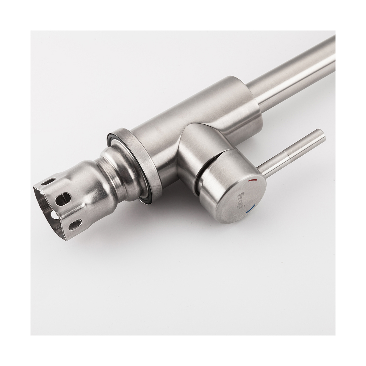 Смеситель для кухни f40899 высокий повротн. излив (нерж.сталь), сатин (1/10) "frap"