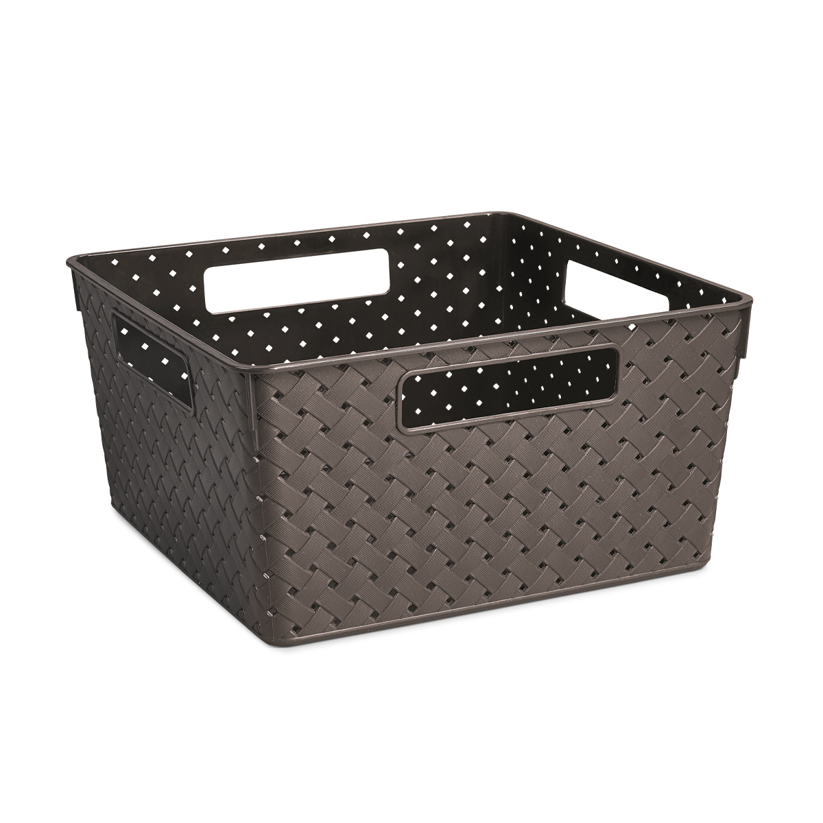 Корзина для хранения с крышкой "береста" 11 л  29,4*29,4*15,1 см (венге) (1/17) "виолет"