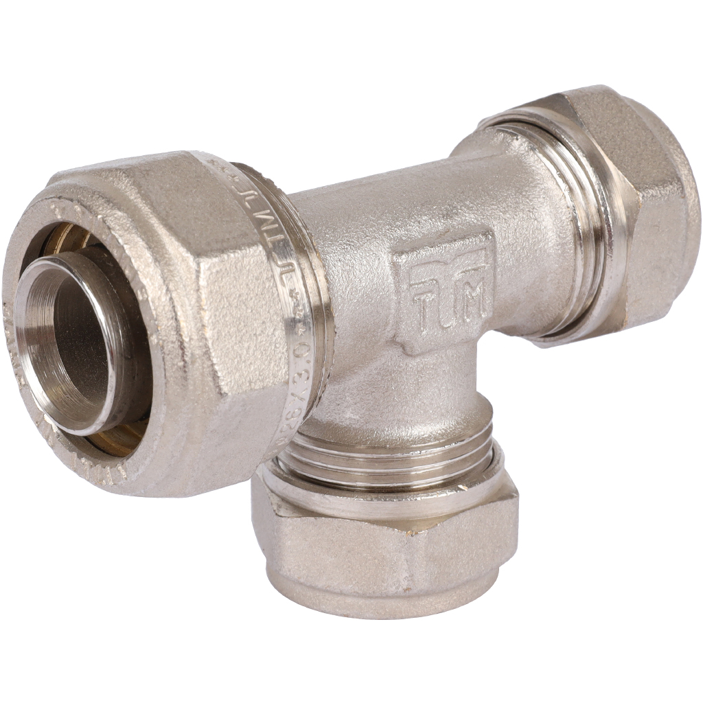 Тройник редукционный 26 x 20 x 20 под обжим TIEMME для металлопластиковых труб